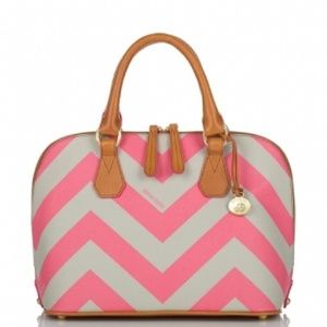 Brahmin Chevron Hot Pink Vivian Dome Handbag